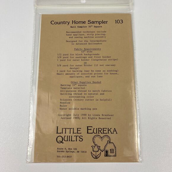 NEW VTG 1988 Little Eureka Quilt Sewing Pattern 103 Country Home Sampler Quilt - Picture 4 of 4
